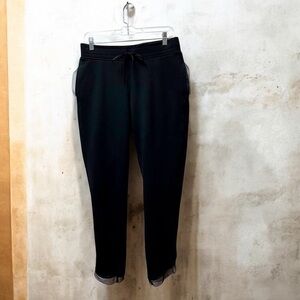 Victorias Secret Sport Black Joggers with pockets and Mesh/Lace Trim 🖤Small NWOT